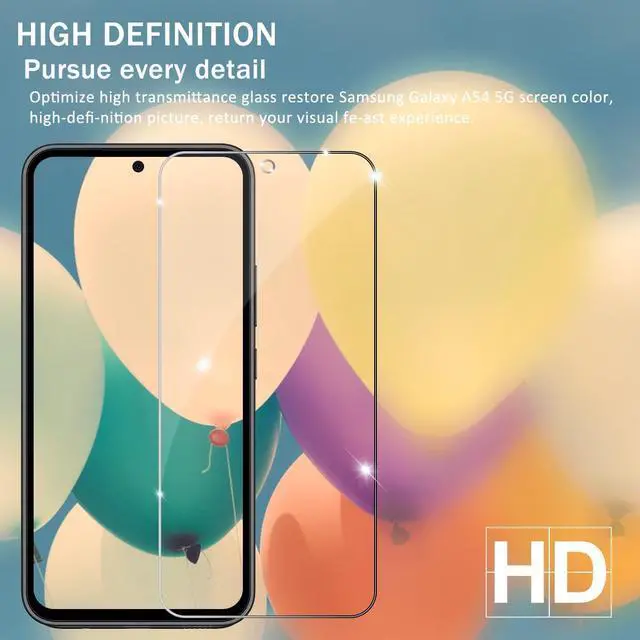 Alt view image 6 of 7 - Galaxy A54 HD Clear Tempered Glass Screen Protector + Camera Lens Protectors [2+2 Pack] [3D Glass] [Anti-Glare] [Bubble-Free] Screen Protector Glass For  Galaxy A54