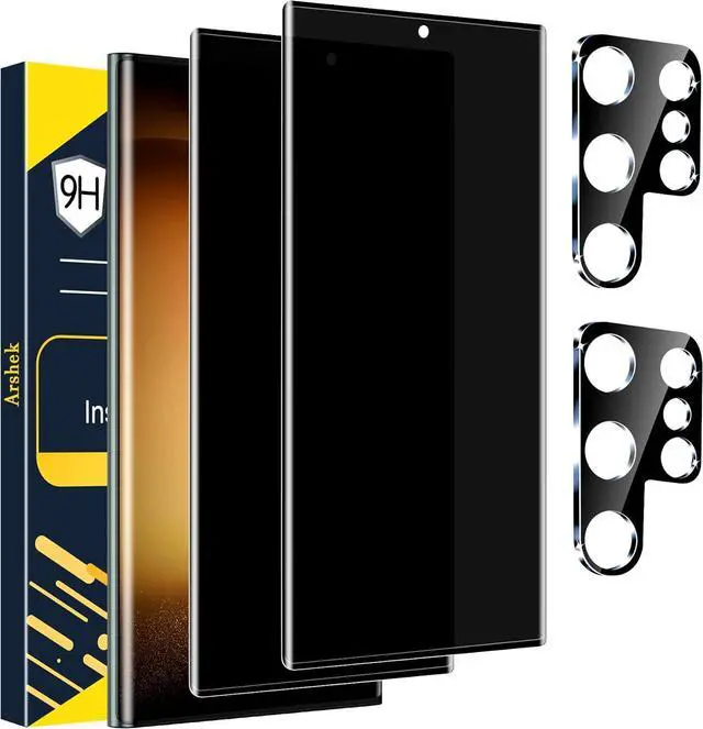 Main image of [2+2 Pack] Glass Privacy Screen Protector for  Galaxy S23 Ultra 5G 9H Tempered Glass Ultrasonic Fingerprint Compatible HD Clear Anti-Spy Film for Galaxy S23 Ultra Glass Screen Protector