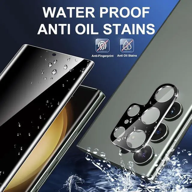 Alt view image 6 of 7 - [2+2 Pack] Glass Privacy Screen Protector for  Galaxy S23 Ultra 5G 9H Tempered Glass Ultrasonic Fingerprint Compatible HD Clear Anti-Spy Film for Galaxy S23 Ultra Glass Screen Protector