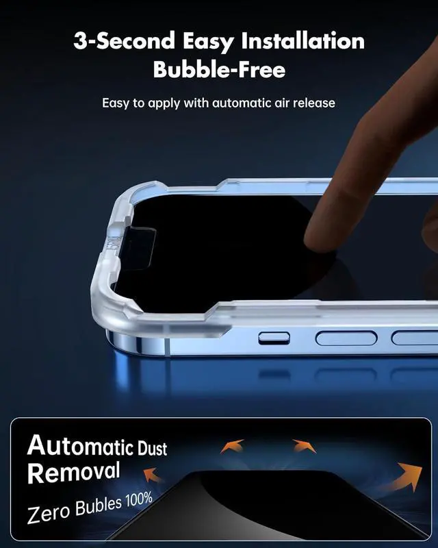 Alt view image 3 of 7 - Privacy Screen Protector for iPhone 14/ iPhone 13/13 Pro Tempered Glass [True 28°Anti Spy] [9H Hardness] [Case Friendly] Private Protector for iPhone 6.1 - 2 Pack