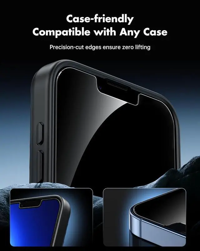 Alt view image 6 of 7 - Privacy Screen Protector for iPhone 14/ iPhone 13/13 Pro Tempered Glass [True 28°Anti Spy] [9H Hardness] [Case Friendly] Private Protector for iPhone 6.1 - 2 Pack