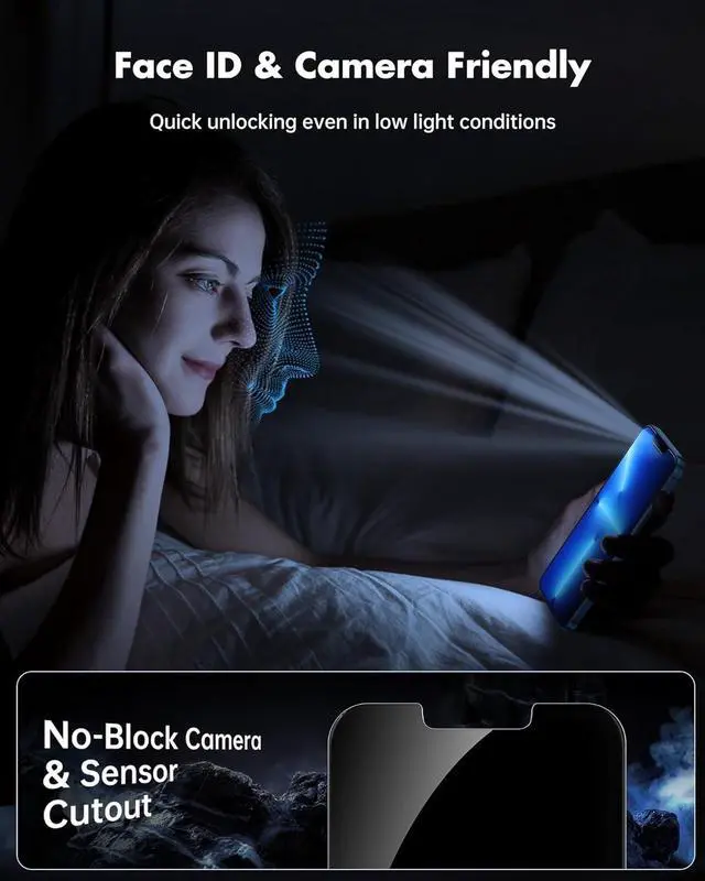 Alt view image 7 of 7 - Privacy Screen Protector for iPhone 14/ iPhone 13/13 Pro Tempered Glass [True 28°Anti Spy] [9H Hardness] [Case Friendly] Private Protector for iPhone 6.1 - 2 Pack