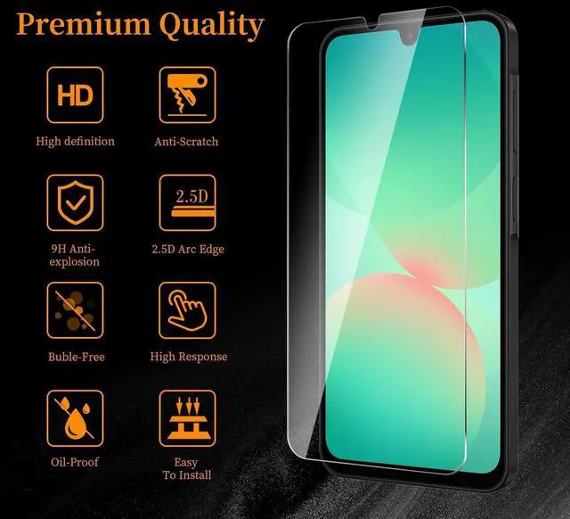Alt view image 2 of 7 - 3+3 Pack Screen Protector for  Galaxy A26Screen Protector Tempered Glass 3 Pcs+ Camera Lens Protector 3 Pcs HD Clear Anti Scratch Bubble Free