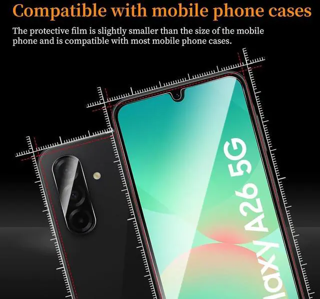 Alt view image 3 of 7 - 3+3 Pack Screen Protector for  Galaxy A26Screen Protector Tempered Glass 3 Pcs+ Camera Lens Protector 3 Pcs HD Clear Anti Scratch Bubble Free