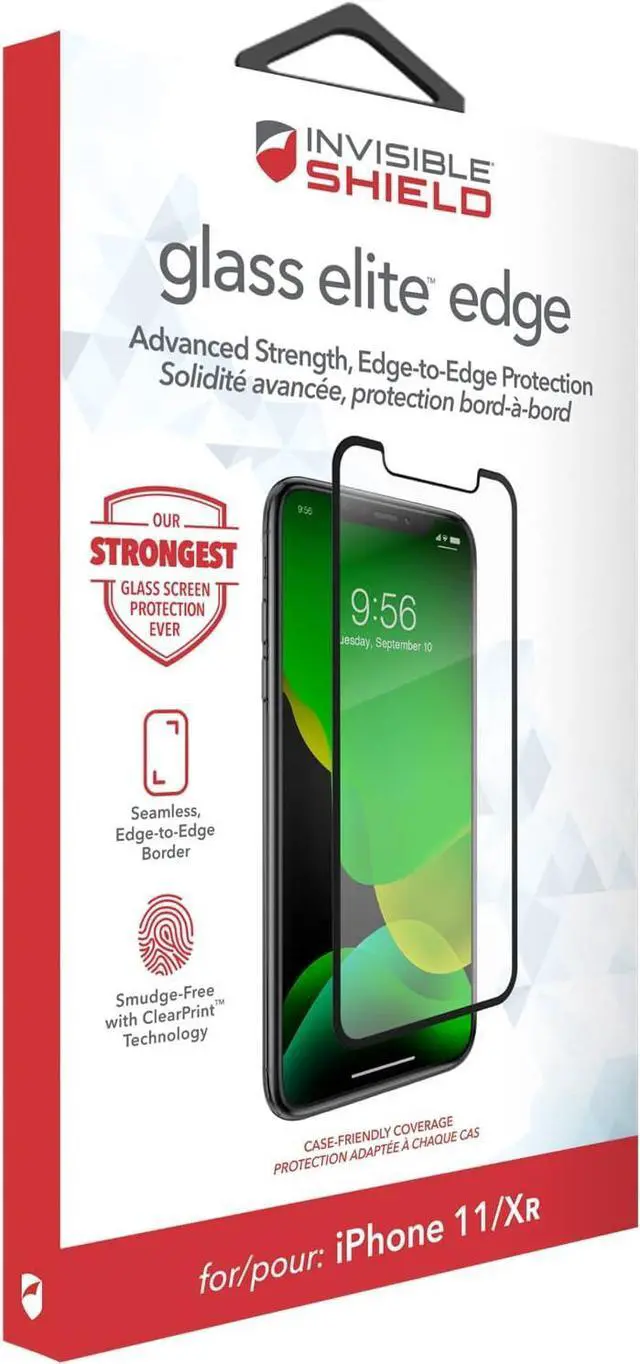 Main image of InvisibleShield Glass Elite Edge Screen Protector for iPhone 11 and iPhone XR  Tempered Glass Smudge-Free ClearPrint Extreme Shatter Impact and Scratch Protection