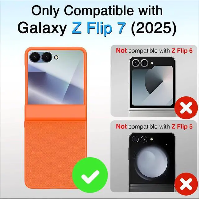 Alt view image 2 of 7 - for  Galaxy Z Flip 7 Case with Hinge Protection & Cover Screen Protector Non-Slip Texture Scratch Resistant Shockproof Rugged Slim Fit Phone Cover for Galaxy Z Flip 7 2025 Orange