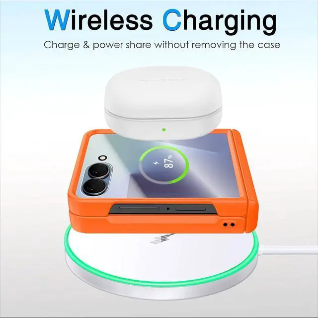 Alt view image 6 of 7 - for  Galaxy Z Flip 7 Case with Hinge Protection & Cover Screen Protector Non-Slip Texture Scratch Resistant Shockproof Rugged Slim Fit Phone Cover for Galaxy Z Flip 7 2025 Orange