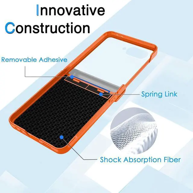 Alt view image 5 of 7 - for  Galaxy Z Flip 7 Case with Hinge Protection & Cover Screen Protector Non-Slip Texture Scratch Resistant Shockproof Rugged Slim Fit Phone Cover for Galaxy Z Flip 7 2025 Orange