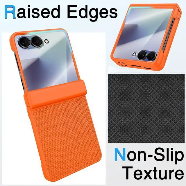 Alt view image 7 of 7 - for  Galaxy Z Flip 7 Case with Hinge Protection & Cover Screen Protector Non-Slip Texture Scratch Resistant Shockproof Rugged Slim Fit Phone Cover for Galaxy Z Flip 7 2025 Orange