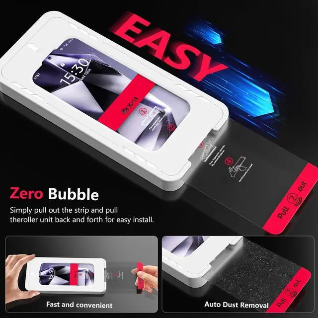 Alt view image 4 of 7 - 2-pack privacy screen protector compatible with  Galaxy S25 100% fingerprint unlock 9H+ tempered glass automatic dust removal military-grade protection bubble-free
