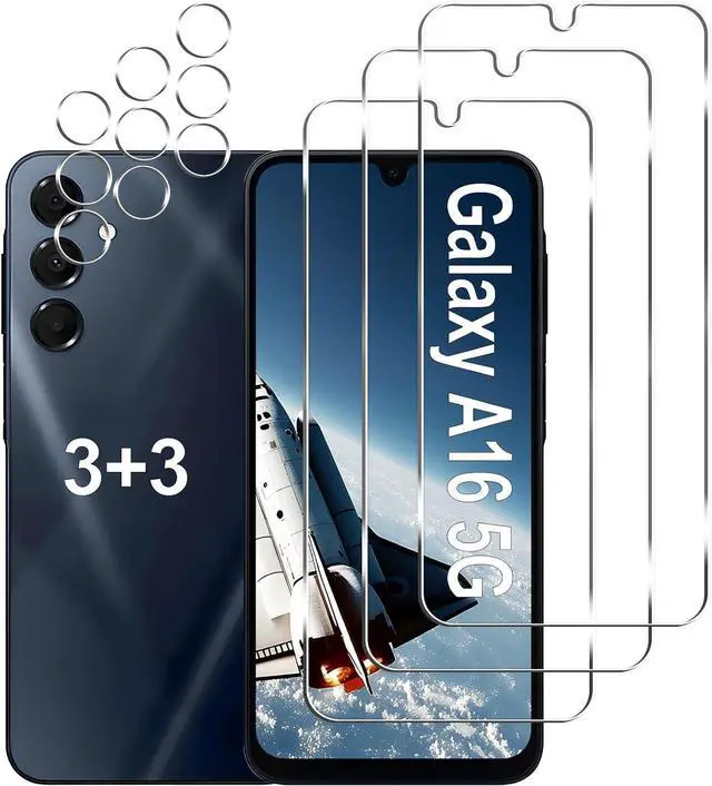 Main image of [3+3 Pack] Galaxy A16 5G Screen Protector + Camera Lens Protector 9H Tempered Glass Anti Scratch Easy Installation Bubble Free HD Screen Protector for  Galaxy A16 5G