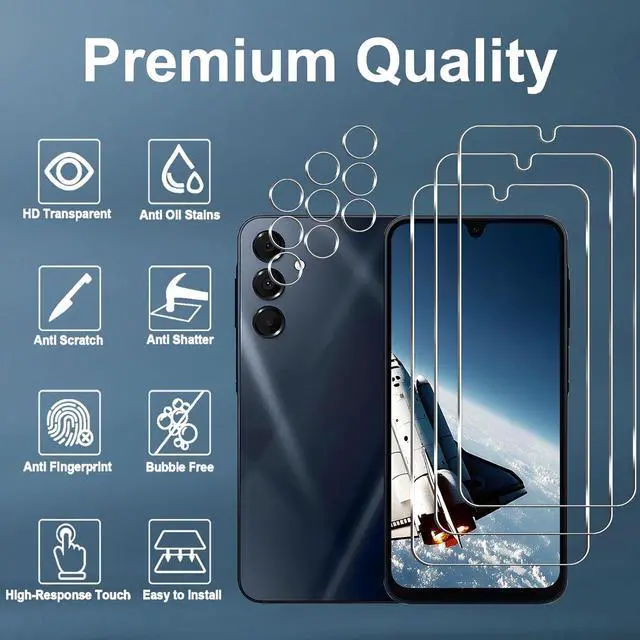 Alt view image 2 of 7 - [3+3 Pack] Galaxy A16 5G Screen Protector + Camera Lens Protector 9H Tempered Glass Anti Scratch Easy Installation Bubble Free HD Screen Protector for  Galaxy A16 5G