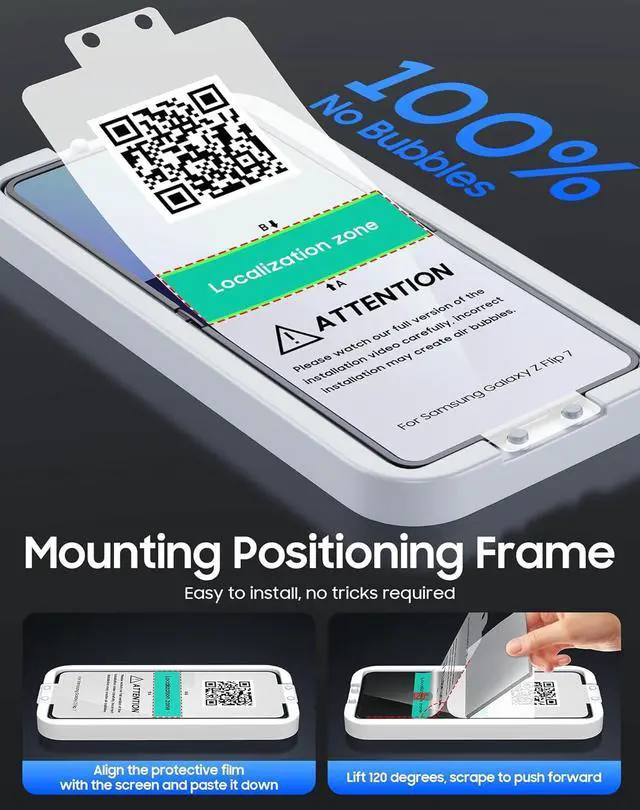 Alt view image 3 of 7 - For Galaxy Z Flip 7 Screen Protectors [With Mounting Kit] 2 Pcs Inner Screen Protectors + 2 Pcs Front Tempered Glass Ultra HD No bubbles No CreasesNewbie Friendly