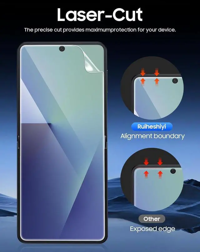 Alt view image 6 of 7 - For Galaxy Z Flip 7 Screen Protectors [With Mounting Kit] 2 Pcs Inner Screen Protectors + 2 Pcs Front Tempered Glass Ultra HD No bubbles No CreasesNewbie Friendly
