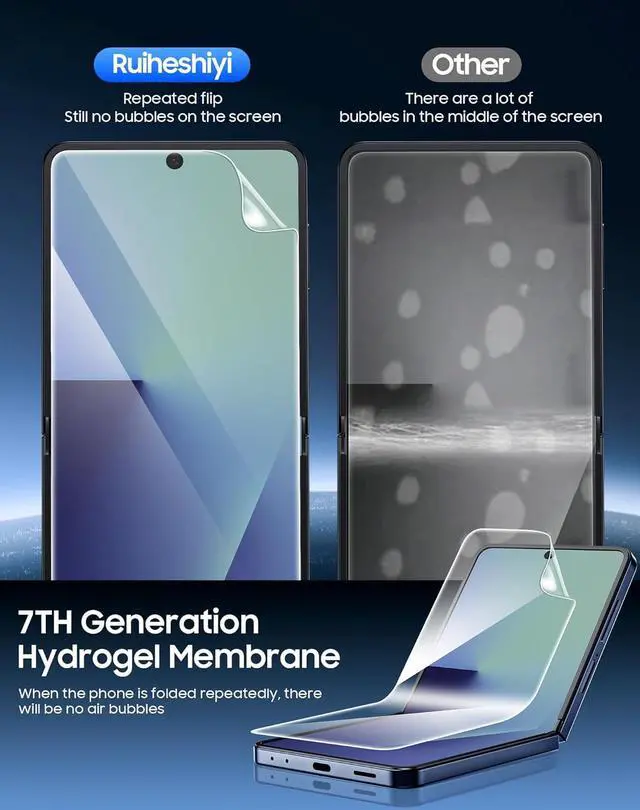 Alt view image 7 of 7 - For Galaxy Z Flip 7 Screen Protectors [With Mounting Kit] 2 Pcs Inner Screen Protectors + 2 Pcs Front Tempered Glass Ultra HD No bubbles No CreasesNewbie Friendly