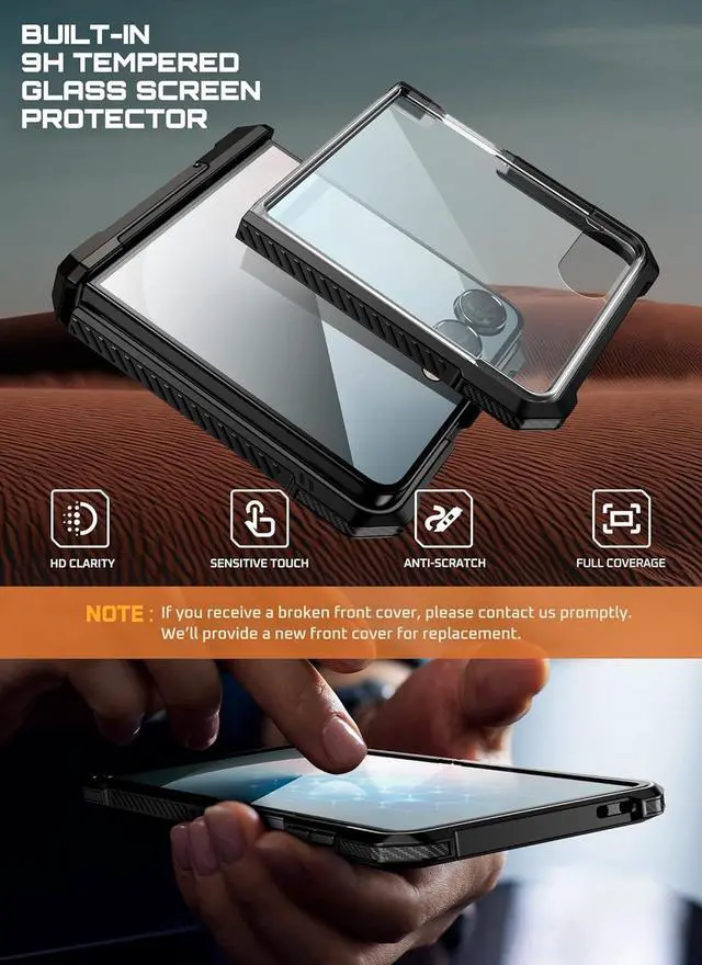 Alt view image 5 of 7 - for  Galaxy Z Flip 7 Case with Stand & Front Screen Protector (Unicorn Beetle Grip) [Support MagSafe] [Hinge Protection] Full Body Military-Grade Translucent Back Phone Cover Black