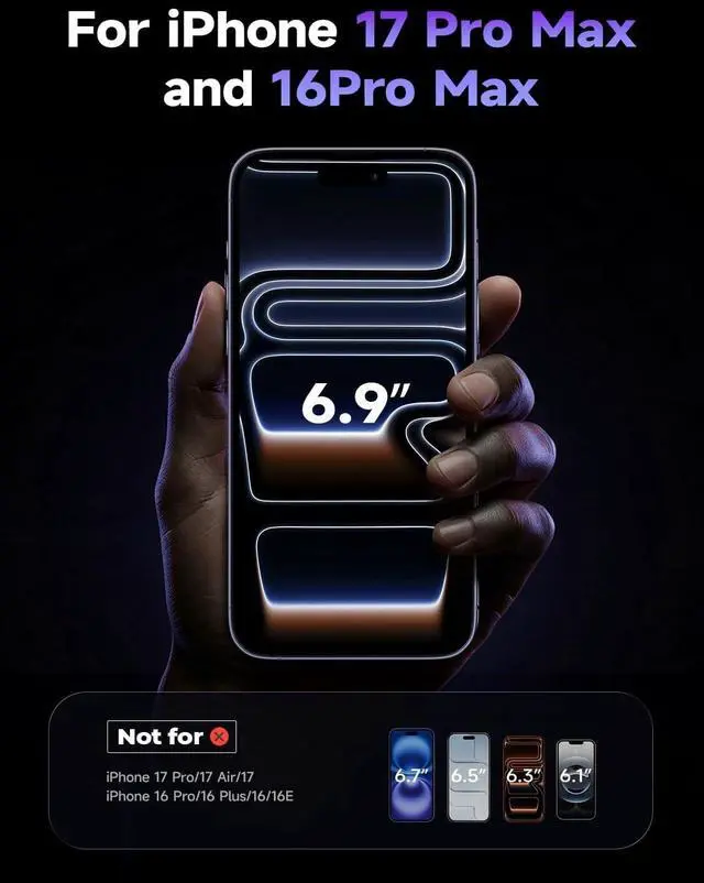 Alt view image 2 of 7 - 2 Pack [Top 9H+ Hardness] Glass for iPhone 17 Pro Max/iPhone 16 Pro Max Screen Protector Military Grade Shatterproof 8K HD Auto Dust-Elimination Bubble Free Tempered Glass with Ultra Fit Tray