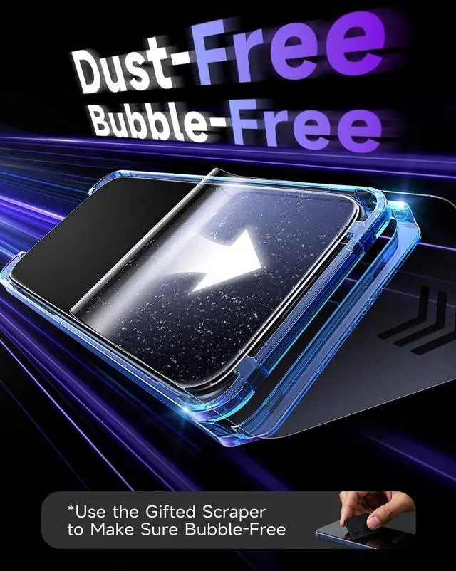 Alt view image 5 of 7 - 2 Pack [Top 9H+ Hardness] Glass for iPhone 17 Pro Max/iPhone 16 Pro Max Screen Protector Military Grade Shatterproof 8K HD Auto Dust-Elimination Bubble Free Tempered Glass with Ultra Fit Tray