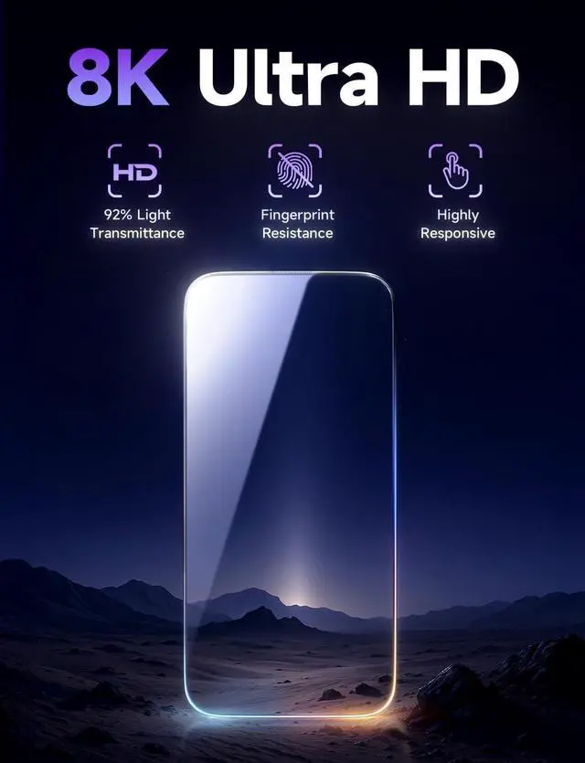 Alt view image 7 of 7 - 2 Pack [Top 9H+ Hardness] Glass for iPhone 17 Pro Max/iPhone 16 Pro Max Screen Protector Military Grade Shatterproof 8K HD Auto Dust-Elimination Bubble Free Tempered Glass with Ultra Fit Tray