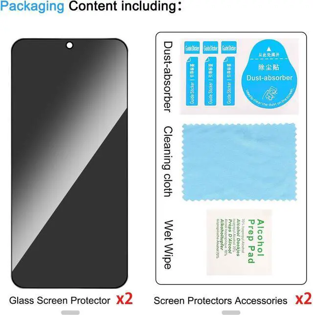 Alt view image 2 of 7 - 2 Pack Privacy Screen Protector for  Galaxy S25 Plus/Galaxy S25+ [Anti-Spy Tempered Glass][Fingerprint Unlock Support] Anti-Scratch Bubble-Free Easy Install 9H Protective Glass