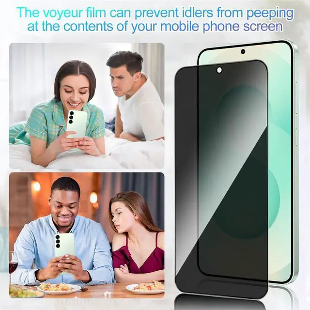 Alt view image 3 of 7 - 2 Pack Privacy Screen Protector for  Galaxy S25 Plus/Galaxy S25+ [Anti-Spy Tempered Glass][Fingerprint Unlock Support] Anti-Scratch Bubble-Free Easy Install 9H Protective Glass