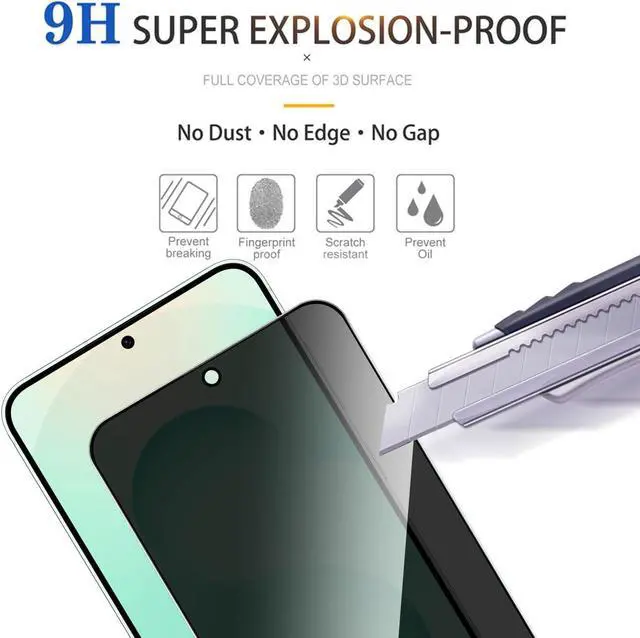 Alt view image 5 of 7 - 2 Pack Privacy Screen Protector for  Galaxy S25 Plus/Galaxy S25+ [Anti-Spy Tempered Glass][Fingerprint Unlock Support] Anti-Scratch Bubble-Free Easy Install 9H Protective Glass