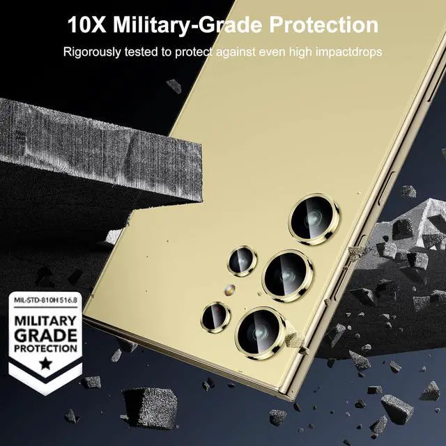 Alt view image 4 of 6 - for  Galaxy S24 Ultra Camera Lens Protector Ultra Thin Scratch Resistant 9H Tempered Glass with Aluminum Metal Circle Camera Screen Protector Cover Accessories Yellow