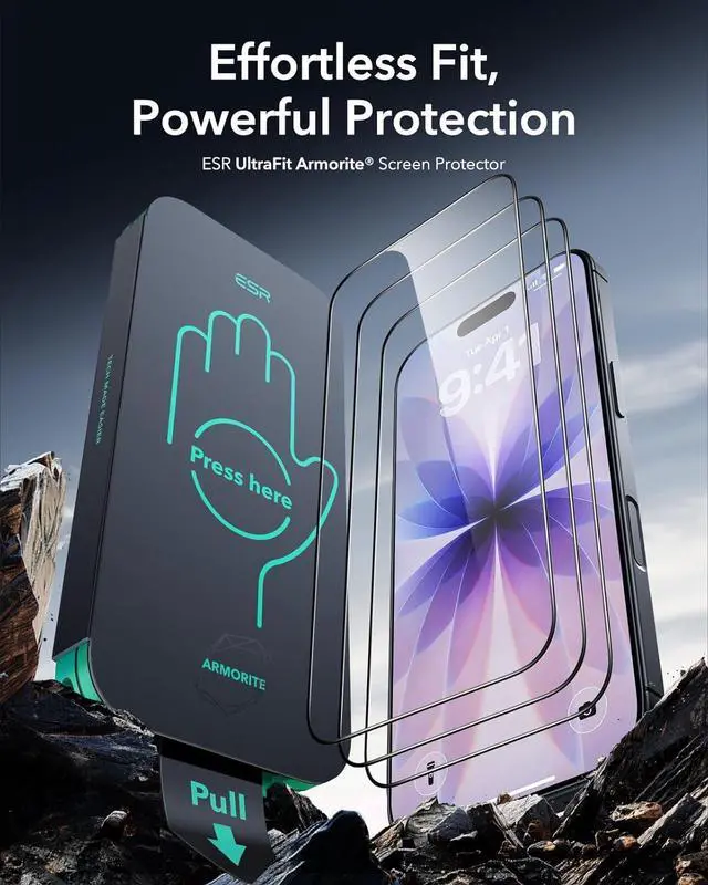 Alt view image 2 of 7 - 3 Pack 9H+ Glass for iPhone 17/iPhone 16 Pro Screen Protector [Military-Grade Shatterproof] with AR Anti-Reflective Technology Armorite Ultra-Tough Tempered Glass with Ultra Fit Tray