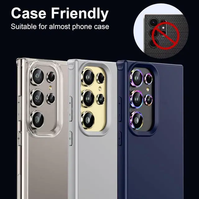 Alt view image 5 of 6 - for  Galaxy S24 Ultra Camera Lens Protector Ultra Thin Scratch Resistant 9H Tempered Glass with Aluminum Metal Circle Camera Screen Protector Cover Accessories Yellow