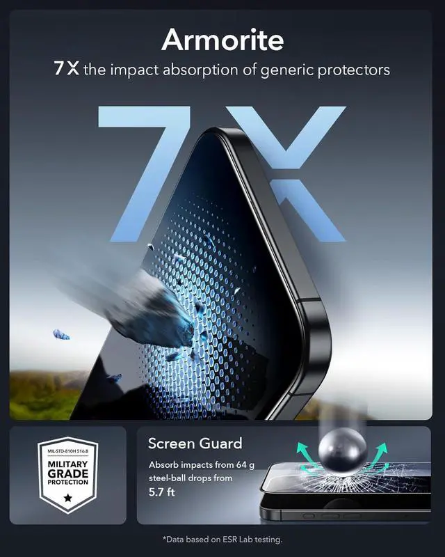 Alt view image 5 of 7 - 3 Pack 9H+ Glass for iPhone 17/iPhone 16 Pro Screen Protector [Military-Grade Shatterproof] with AR Anti-Reflective Technology Armorite Ultra-Tough Tempered Glass with Ultra Fit Tray