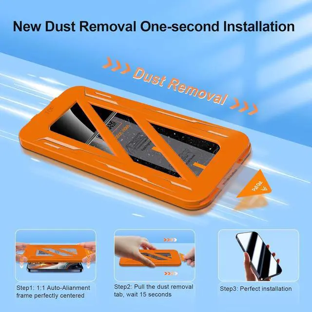 Alt view image 2 of 7 - [1-Second Auto-Install] 3 Pack Screen Protector for iPhone 17 Pro [6.3 Inch] + 1 Set Camera Lens Protector Shatterproof Tempered Glass [Military Grade Protection] Anti-Finger Case Friendly