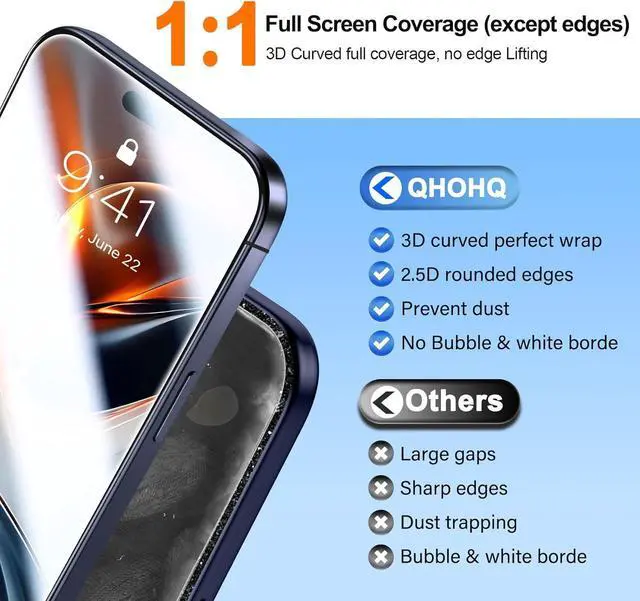 Alt view image 5 of 7 - [1-Second Auto-Install] 3 Pack Screen Protector for iPhone 17 Pro [6.3 Inch] + 1 Set Camera Lens Protector Shatterproof Tempered Glass [Military Grade Protection] Anti-Finger Case Friendly