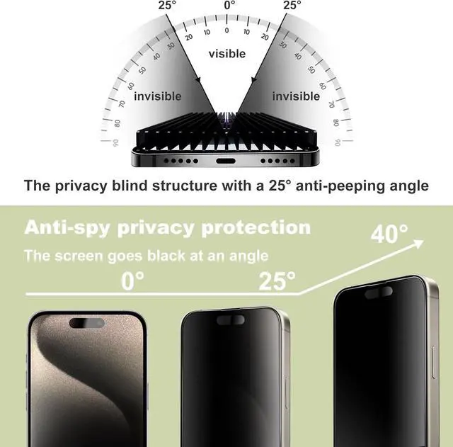 Alt view image 2 of 7 - (2-Pack Matte Privacy Anti-Spy Screen Protector for iPhone 15 Pro (6.1-Inch) 9H Tempered Glass Anti-Glare Full Coverage Anti-Fingerprint Auto Dust Removal Bubble-Free