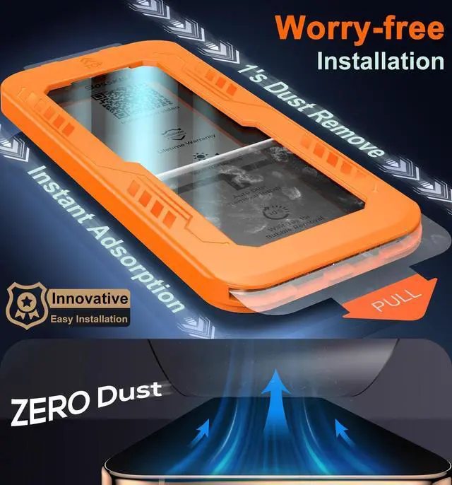 Alt view image 2 of 7 - for iPhone 16 Pro Screen Protector 6.3 [TOP 9H+ Hardness] [Military Grade Shatter Protection] [Sensitive Touch] [HD Clear Tempered Glass] Full Coverage Easy Installation 2 Pack