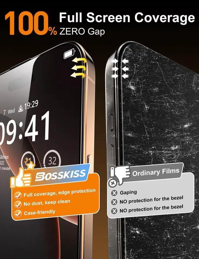 Alt view image 4 of 7 - for iPhone 16 Pro Screen Protector 6.3 [TOP 9H+ Hardness] [Military Grade Shatter Protection] [Sensitive Touch] [HD Clear Tempered Glass] Full Coverage Easy Installation 2 Pack