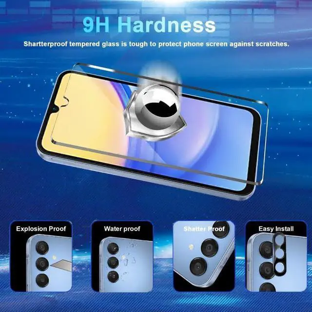 Alt view image 3 of 7 - [4+3 Pack Screen Protector Compatible with Galaxy A15 5G 4 Tempered Glass with 3 Camera Lens Protectors High Clarity Anti-Shatter Bubble Free