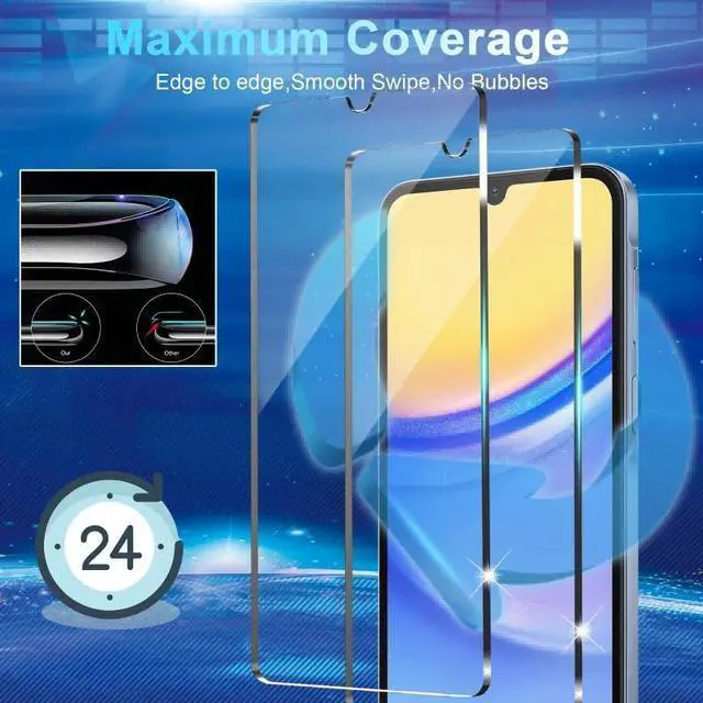 Alt view image 4 of 7 - [4+3 Pack Screen Protector Compatible with Galaxy A15 5G 4 Tempered Glass with 3 Camera Lens Protectors High Clarity Anti-Shatter Bubble Free