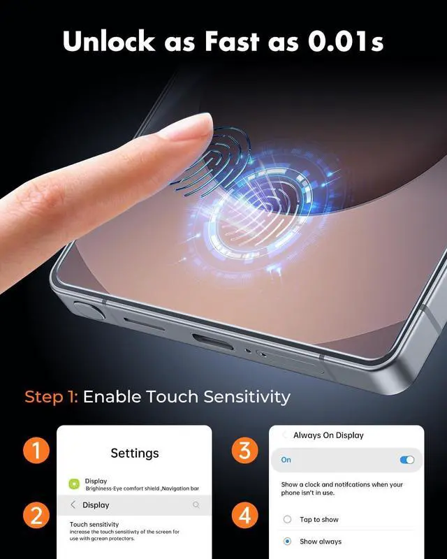 Alt view image 3 of 7 - Screen Protector for  Galaxy S25 Ultra [3-Pack] [9H] [Fingerprint Friendly] [HD Clarity] [Anti-Scratch] [Bubble-Free] [Easy Installation] Tempered Glass 6.9 Inch