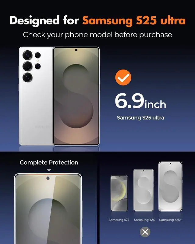 Alt view image 5 of 7 - Screen Protector for  Galaxy S25 Ultra [3-Pack] [9H] [Fingerprint Friendly] [HD Clarity] [Anti-Scratch] [Bubble-Free] [Easy Installation] Tempered Glass 6.9 Inch