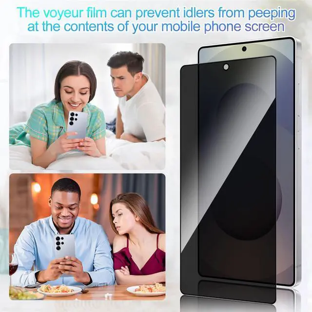 Alt view image 3 of 7 - 2 Pack Privacy Screen Protector for  Galaxy S25 Ultra[Anti-Spy Tempered Glass] [Fingerprint Unlock Support] Anti-Scratch Bubble-Free Easy Install 9H Protective Glass for S25 Ultra