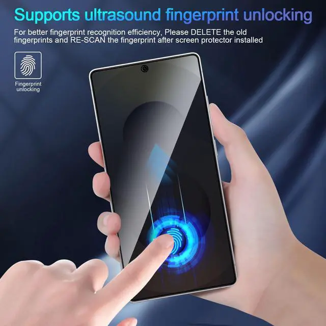 Alt view image 7 of 7 - 2 Pack Privacy Screen Protector for  Galaxy S25 Ultra[Anti-Spy Tempered Glass] [Fingerprint Unlock Support] Anti-Scratch Bubble-Free Easy Install 9H Protective Glass for S25 Ultra