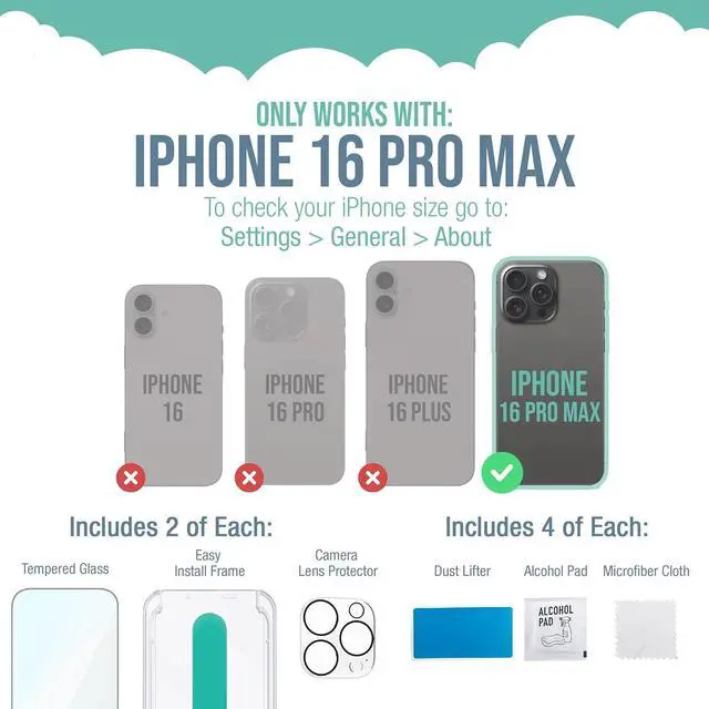 Alt view image 6 of 7 - ? iPhone 16 Pro Max Screen Protector + Camera Lens Covers - Tuff Sheet - 2-Pack Tempered Glass 9H Easy Install Frame Case-Friendly - Dynamic Island for  iPhone 16 Pro Max - Clear 2-Pack