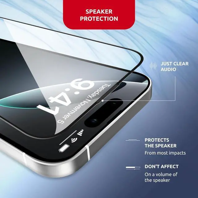 Alt view image 5 of 7 - Screen Protector for iPhone 16 Pro Max  MagicBox Tempered Glass Screen Protector iPhone 16 Pro Max (2 Pcs) Edge-to-Edge Protection with 2 Applicators 9H Hardness Oleophobic Coating