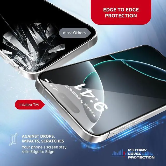 Alt view image 6 of 7 - Screen Protector for iPhone 16 Pro Max  MagicBox Tempered Glass Screen Protector iPhone 16 Pro Max (2 Pcs) Edge-to-Edge Protection with 2 Applicators 9H Hardness Oleophobic Coating