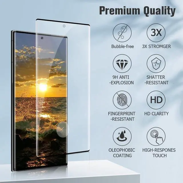 Alt view image 2 of 7 - [2+2 Pack] Galaxy S22 Ultra Screen Protector and Camera Lens Protector 9H Tempered Glass Scratch Resistant Ultrasonic Fingerprint Support Easy Installation Bubble Free 3D HD Clear Film 6.8 Inch