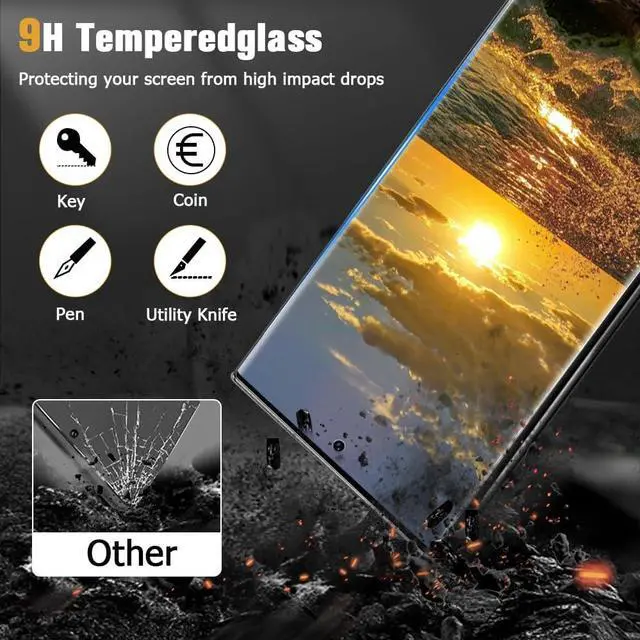 Alt view image 4 of 7 - [2+2 Pack] Galaxy S22 Ultra Screen Protector and Camera Lens Protector 9H Tempered Glass Scratch Resistant Ultrasonic Fingerprint Support Easy Installation Bubble Free 3D HD Clear Film 6.8 Inch