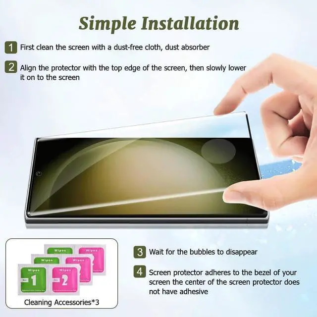 Alt view image 6 of 7 - [2+2 Pack] Galaxy S22 Ultra Screen Protector and Camera Lens Protector 9H Tempered Glass Scratch Resistant Ultrasonic Fingerprint Support Easy Installation Bubble Free 3D HD Clear Film 6.8 Inch