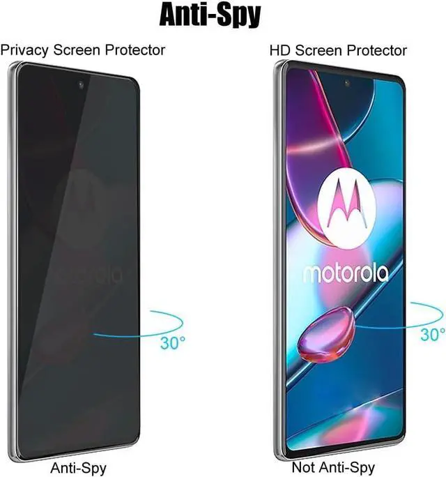Alt view image 2 of 6 - (3 Pack) For Motorola Edge+ (2022) / Edge Plus/Edge Plus 5G UW (2022) / Edge 30 Pro Privacy Screen Protector Anti Spy Private Tempered Glass Anti Scratch
