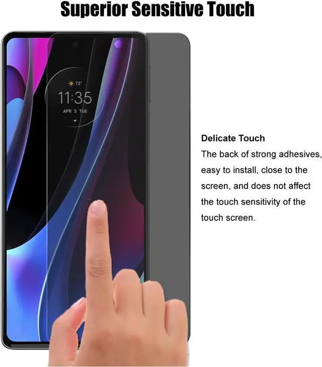 Alt view image 4 of 6 - (3 Pack) For Motorola Edge+ (2022) / Edge Plus/Edge Plus 5G UW (2022) / Edge 30 Pro Privacy Screen Protector Anti Spy Private Tempered Glass Anti Scratch