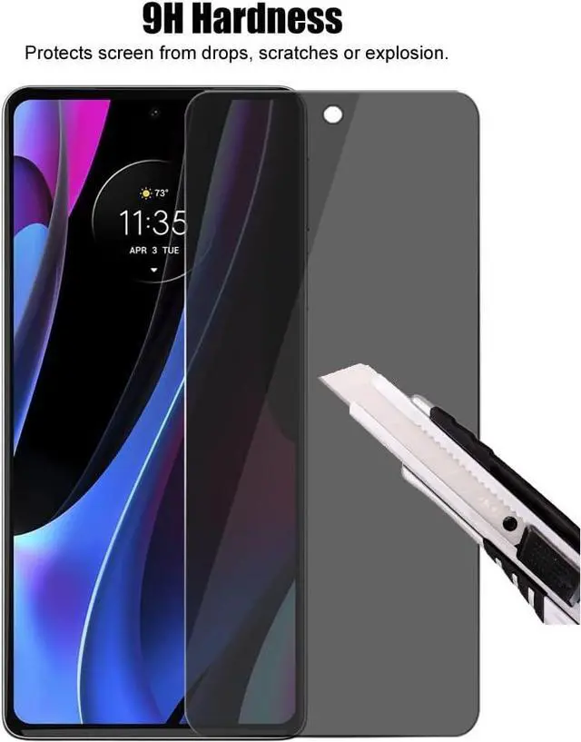 Alt view image 5 of 6 - (3 Pack) For Motorola Edge+ (2022) / Edge Plus/Edge Plus 5G UW (2022) / Edge 30 Pro Privacy Screen Protector Anti Spy Private Tempered Glass Anti Scratch
